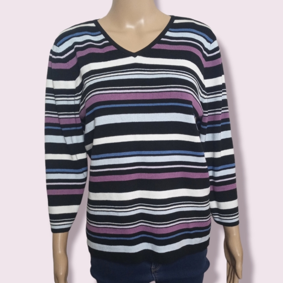 Striped Cotton Style&Co Sweater Sz Large - Picture 1 of 5